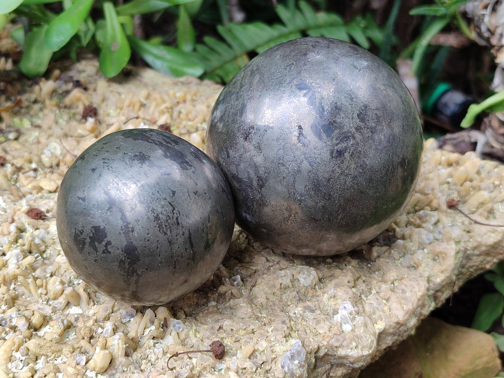 Polished Pharaoh Stone Spheres x 2 From Zimbabwe - Toprock Gemstones and Minerals 