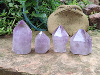 Polished Window Amethyst Quartz Crystals x 9 From Akansobe, Madagascar - Toprock Gemstones and Minerals 