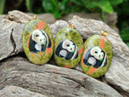 Polished Unakite Pendant with Hand Painted Panda - Sold Per Item - From South Africa - Toprock Gemstones and Minerals 
