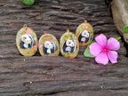 Polished Unakite Pendant with Hand Painted Panda - Sold Per Item - From South Africa - Toprock Gemstones and Minerals 