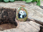 Polished Unakite Pendant with Hand Painted Panda - Sold Per Item - From South Africa - Toprock Gemstones and Minerals 