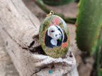Polished Unakite Pendant with Hand Painted Panda - Sold Per Item - From South Africa - Toprock Gemstones and Minerals 