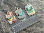 Polished Polychrome Jasper Pendant with Hand Painted Butterflies - sold per item - From Madagascar - Toprock Gemstones and Minerals 