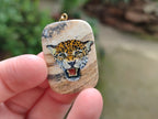 Polished Picture Stone Pendant with Hand Painted Leopard - Sold Per Item - From Namibia - Toprock Gemstones and Minerals 