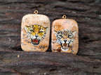 Polished Picture Stone Pendant with Hand Painted Leopard - Sold Per Item - From Namibia - Toprock Gemstones and Minerals 