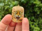 Polished Picture Stone Pendant with Hand Painted Leopard - Sold Per Item - From Namibia - Toprock Gemstones and Minerals 