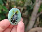 Polished Aventurine Pendant with Hand Painted Zebra - Sold Per Item - From Zimbabwe - Toprock Gemstones and Minerals 