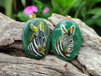 Polished Aventurine Pendant with Hand Painted Zebra - Sold Per Item - From Zimbabwe - Toprock Gemstones and Minerals 