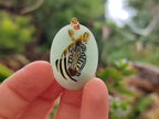Polished Aventurine Pendant with Hand Painted Zebra - Sold Per Item - From Zimbabwe - Toprock Gemstones and Minerals 