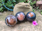 Polished Polychrome Jasper Spheres x 3 From Mahajanga, Madagascar - Toprock Gemstones and Minerals 
