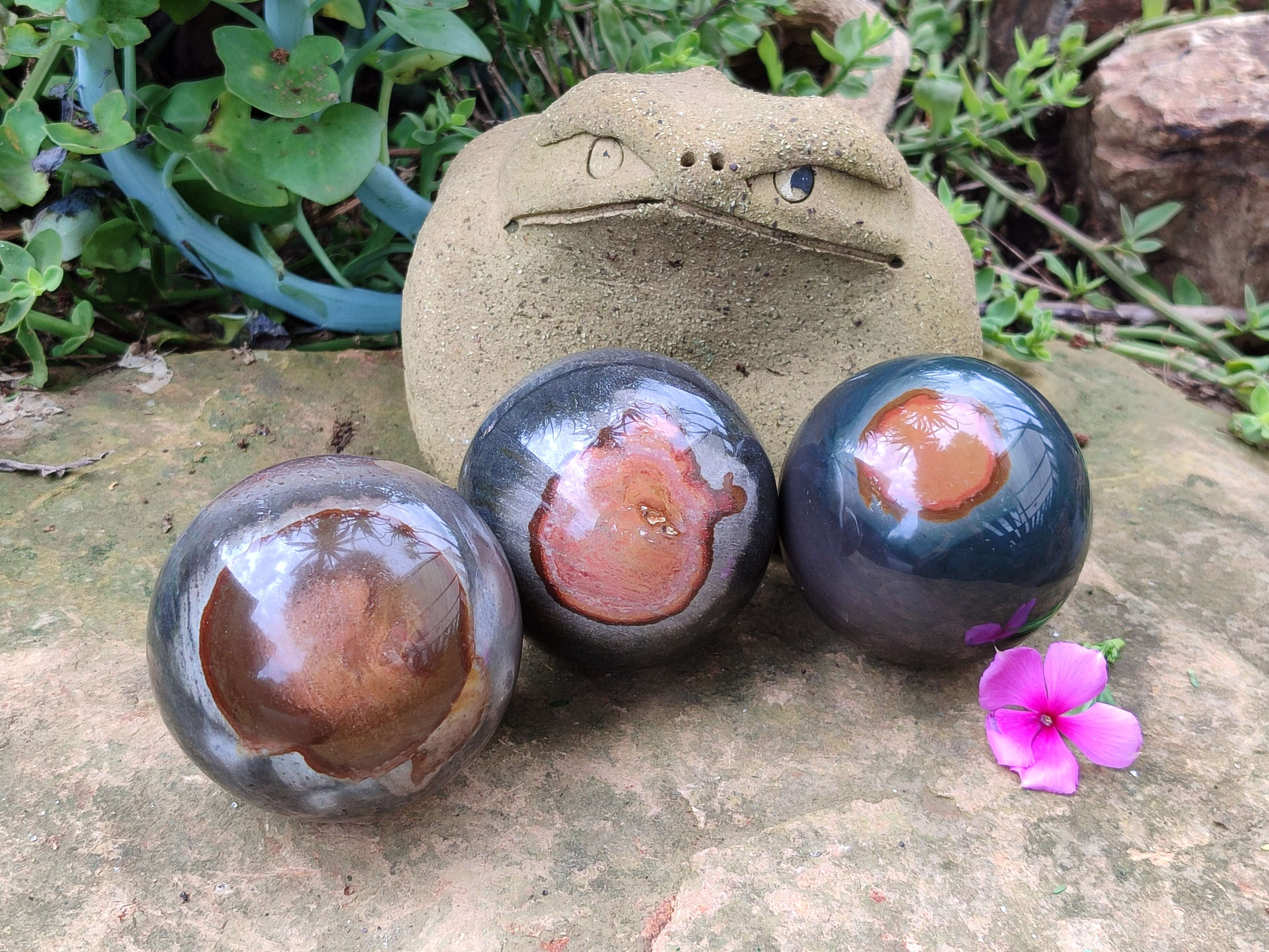 Polished Polychrome Jasper Spheres x 3 From Mahajanga, Madagascar - Toprock Gemstones and Minerals 