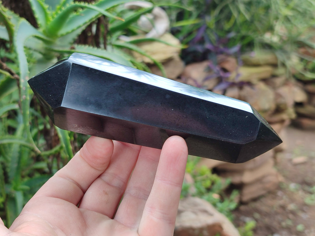 Polished Black Basalt Double Terminated Points x 4 From Madagascar - Toprock Gemstones and Minerals 