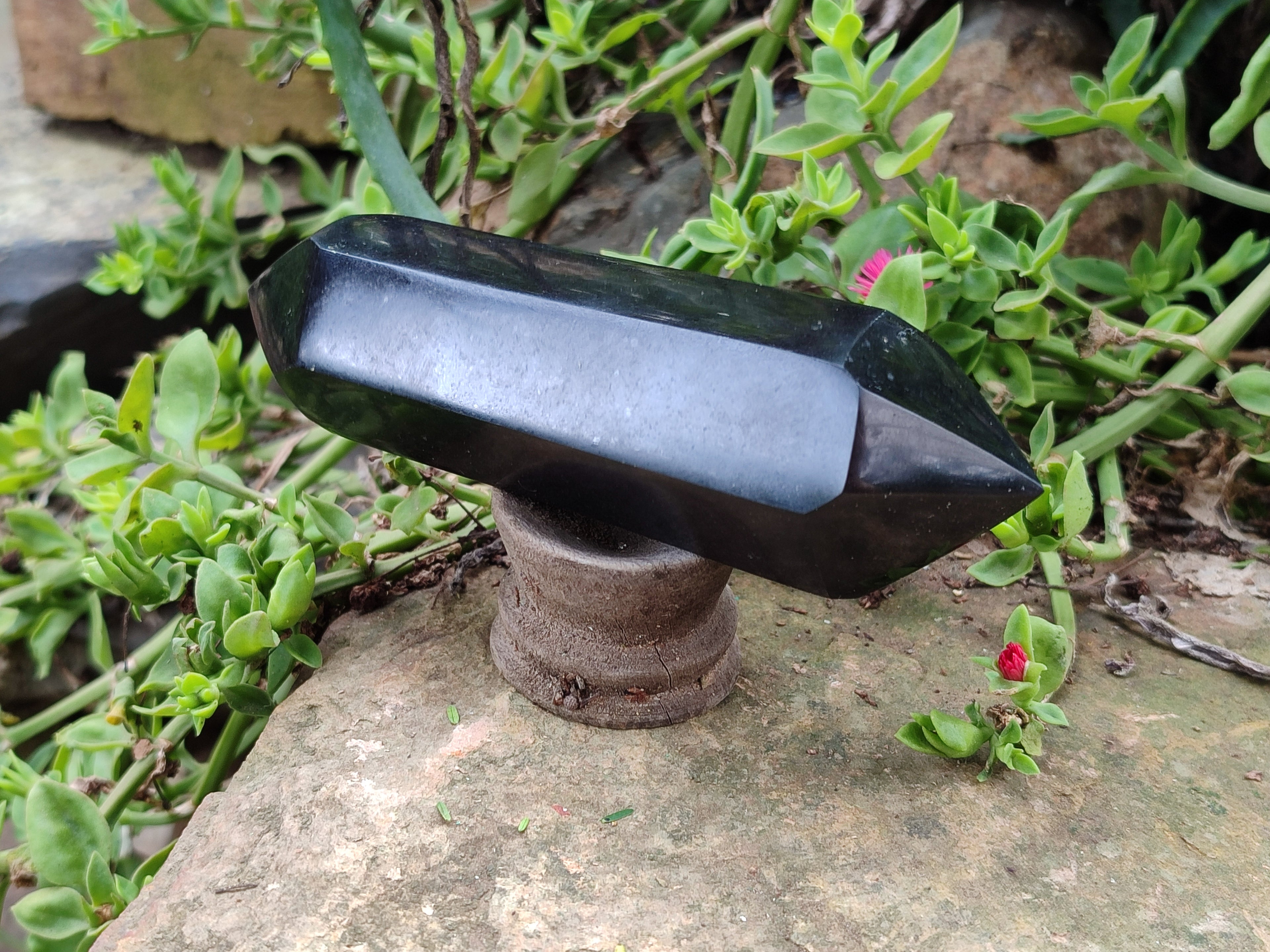 Polished Black Basalt Double Terminated Points x 4 From Madagascar - Toprock Gemstones and Minerals 