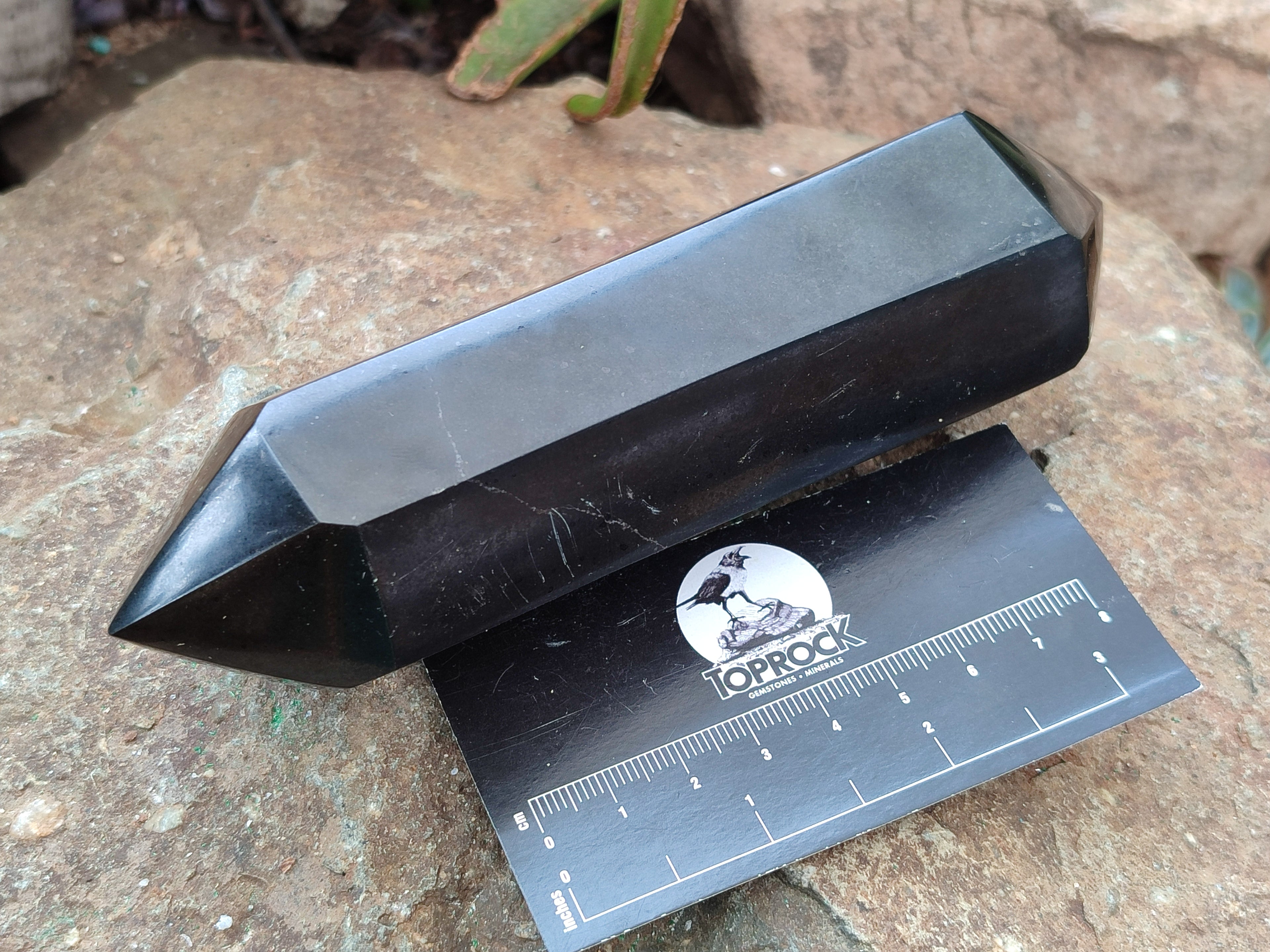 Polished Black Basalt Double Terminated Points x 4 From Madagascar - Toprock Gemstones and Minerals 