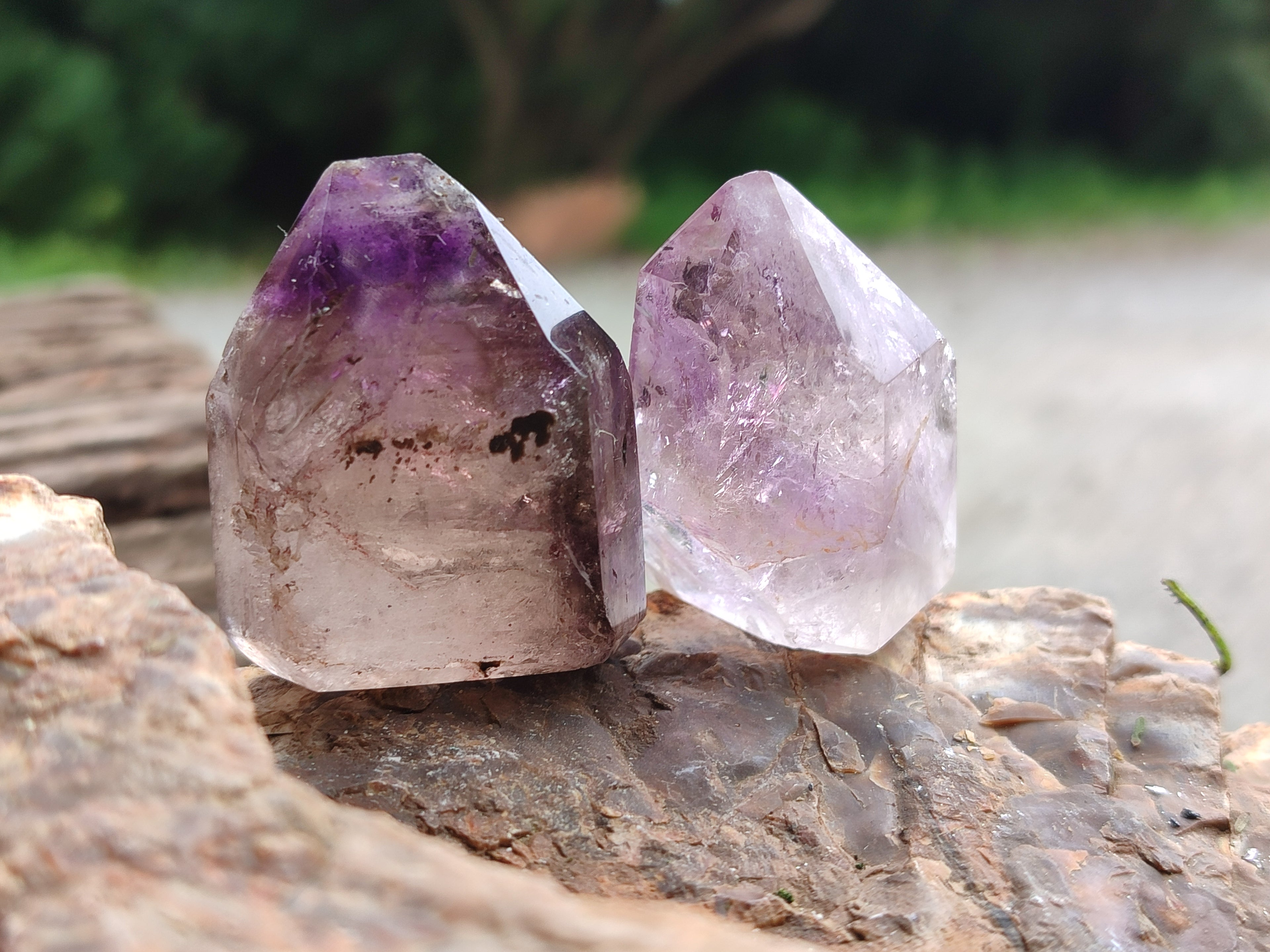 Polished Smokey Amethyst Window Quartz Points x 20 From Akansobe, Madagascar - Toprock Gemstones and Minerals 