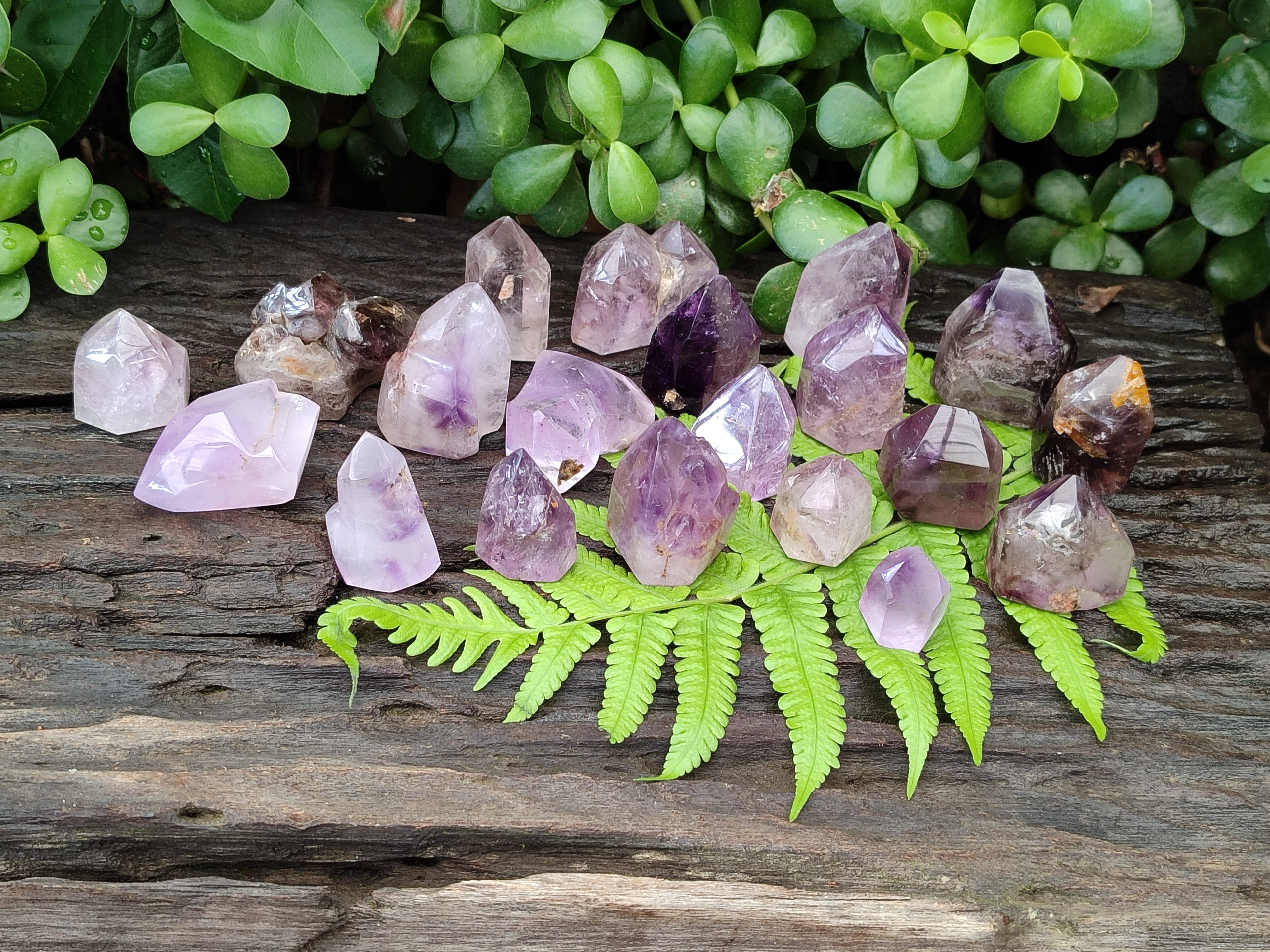 Polished Smokey Amethyst Window Quartz Points x 20 From Akansobe, Madagascar - Toprock Gemstones and Minerals 