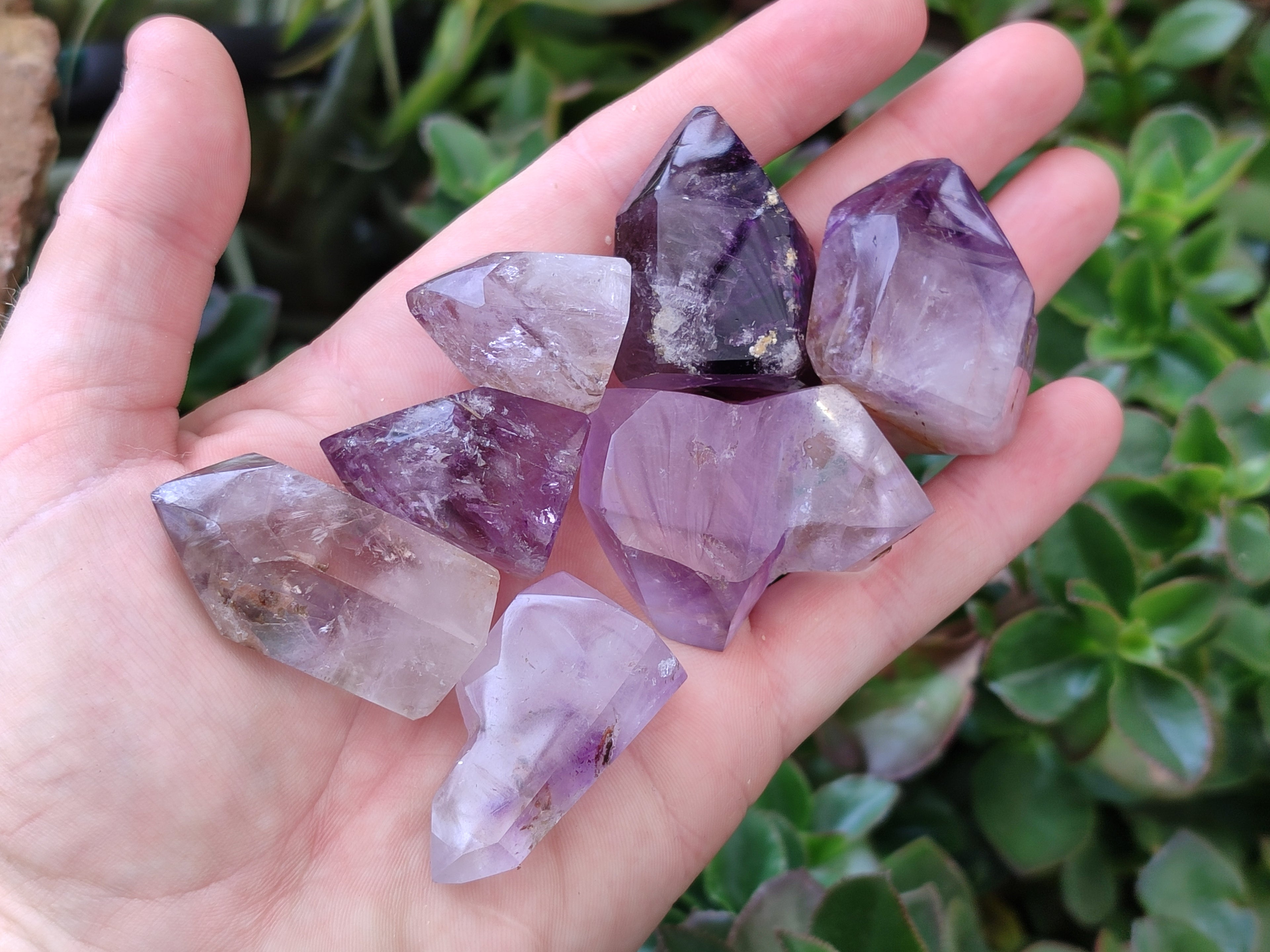 Polished Smokey Amethyst Window Quartz Points x 20 From Akansobe, Madagascar - Toprock Gemstones and Minerals 