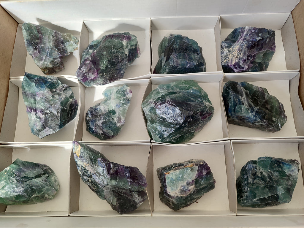 Natural Watermelon Fluorite Cobbed Specimens x 12 From Uis, Namibia - Toprock Gemstones and Minerals 