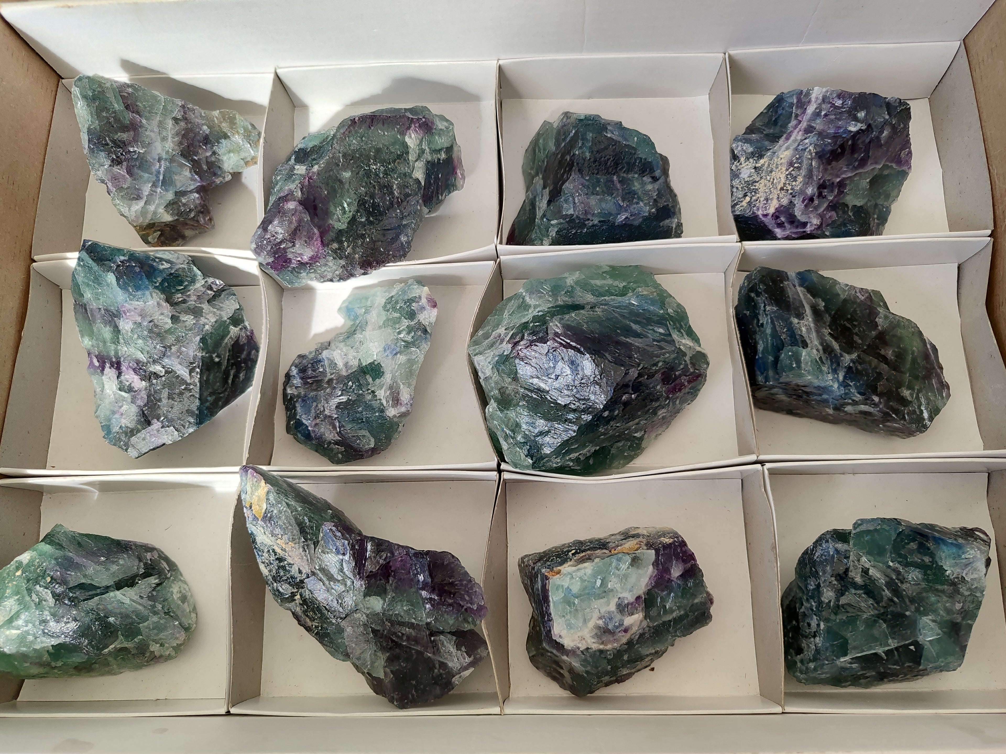 Natural Watermelon Fluorite Cobbed Specimens x 12 From Uis, Namibia - Toprock Gemstones and Minerals 