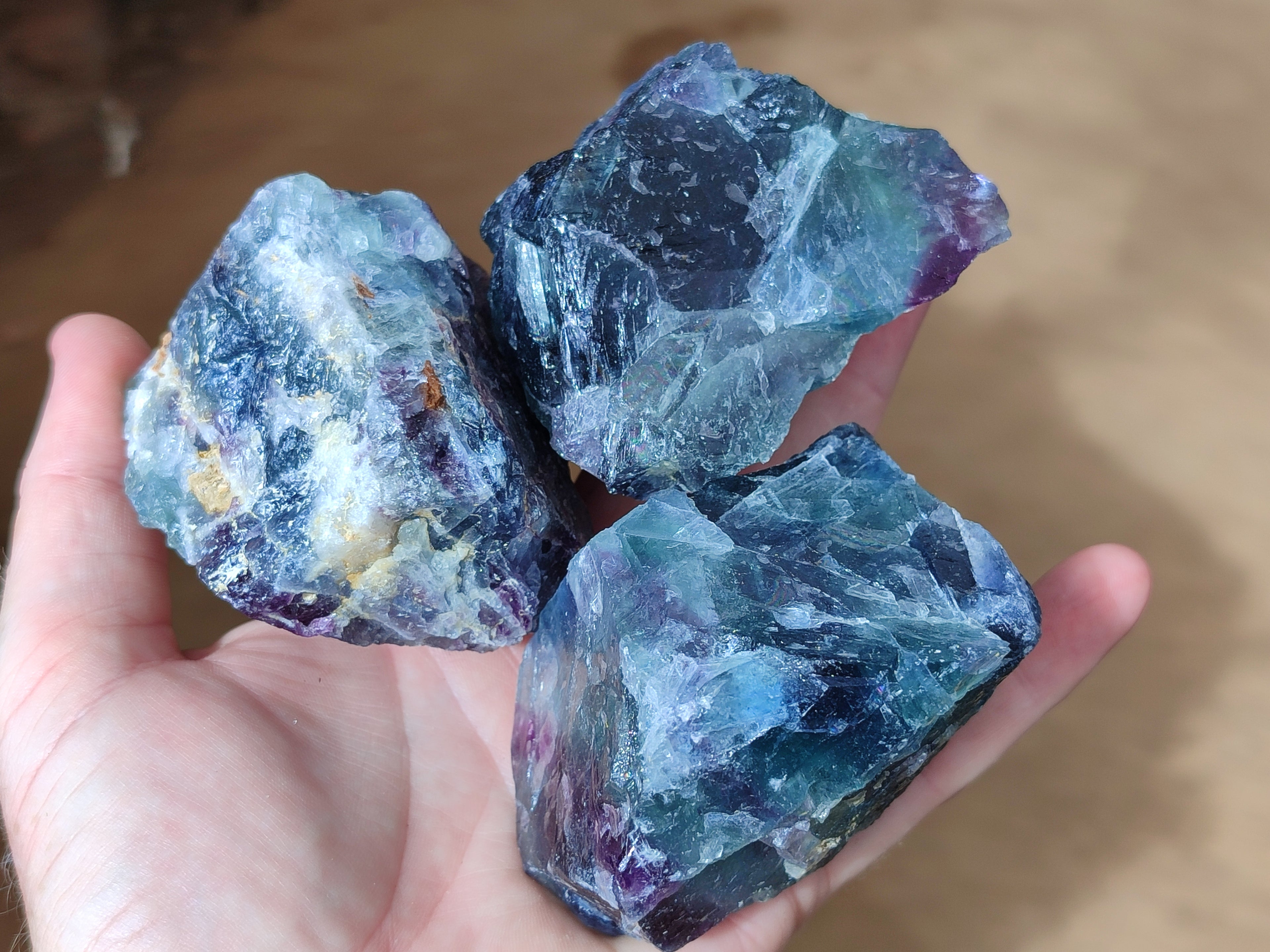 Natural Watermelon Fluorite Cobbed Specimens x 12 From Uis, Namibia - Toprock Gemstones and Minerals 