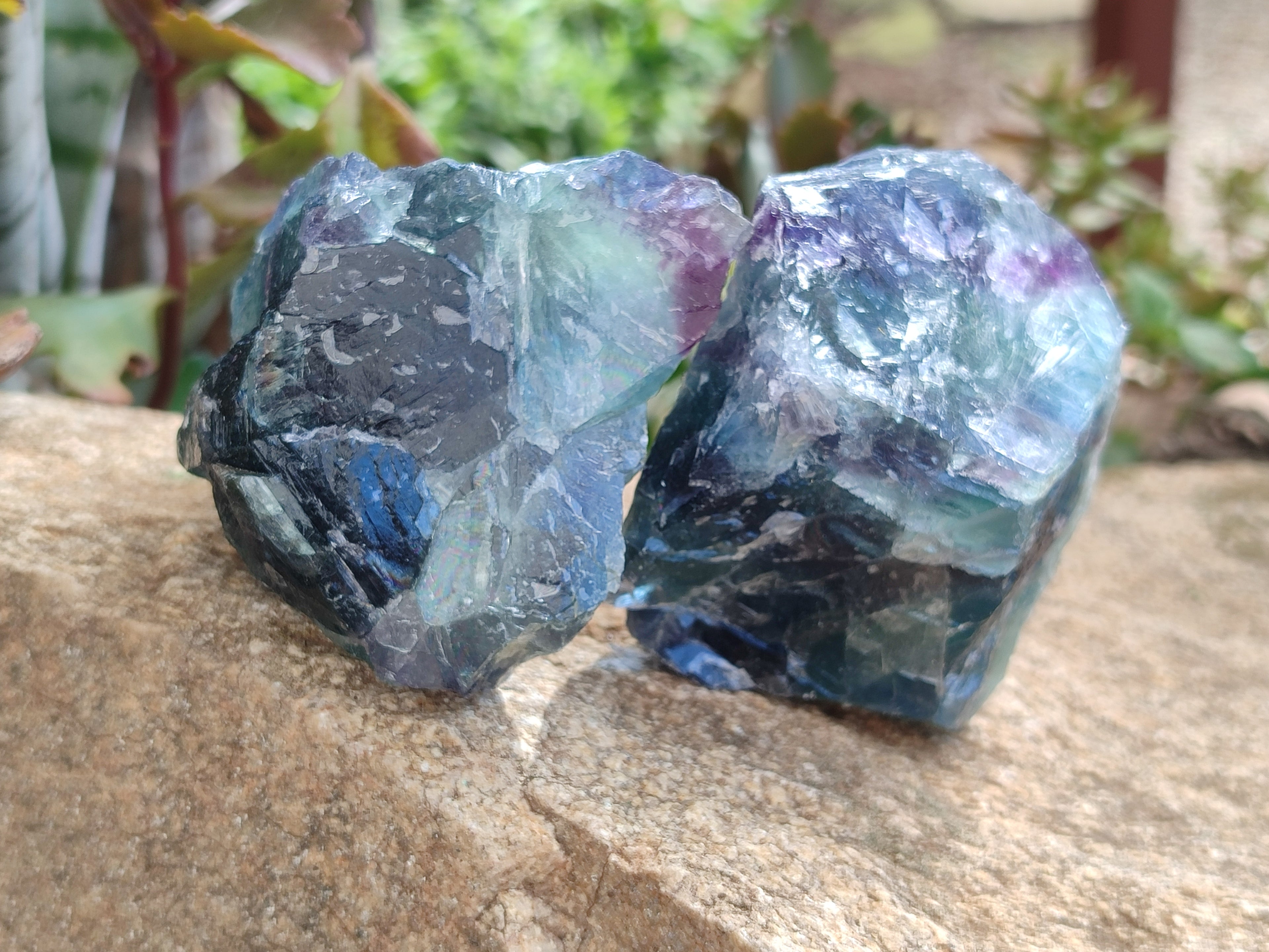 Natural Watermelon Fluorite Cobbed Specimens x 12 From Uis, Namibia - Toprock Gemstones and Minerals 