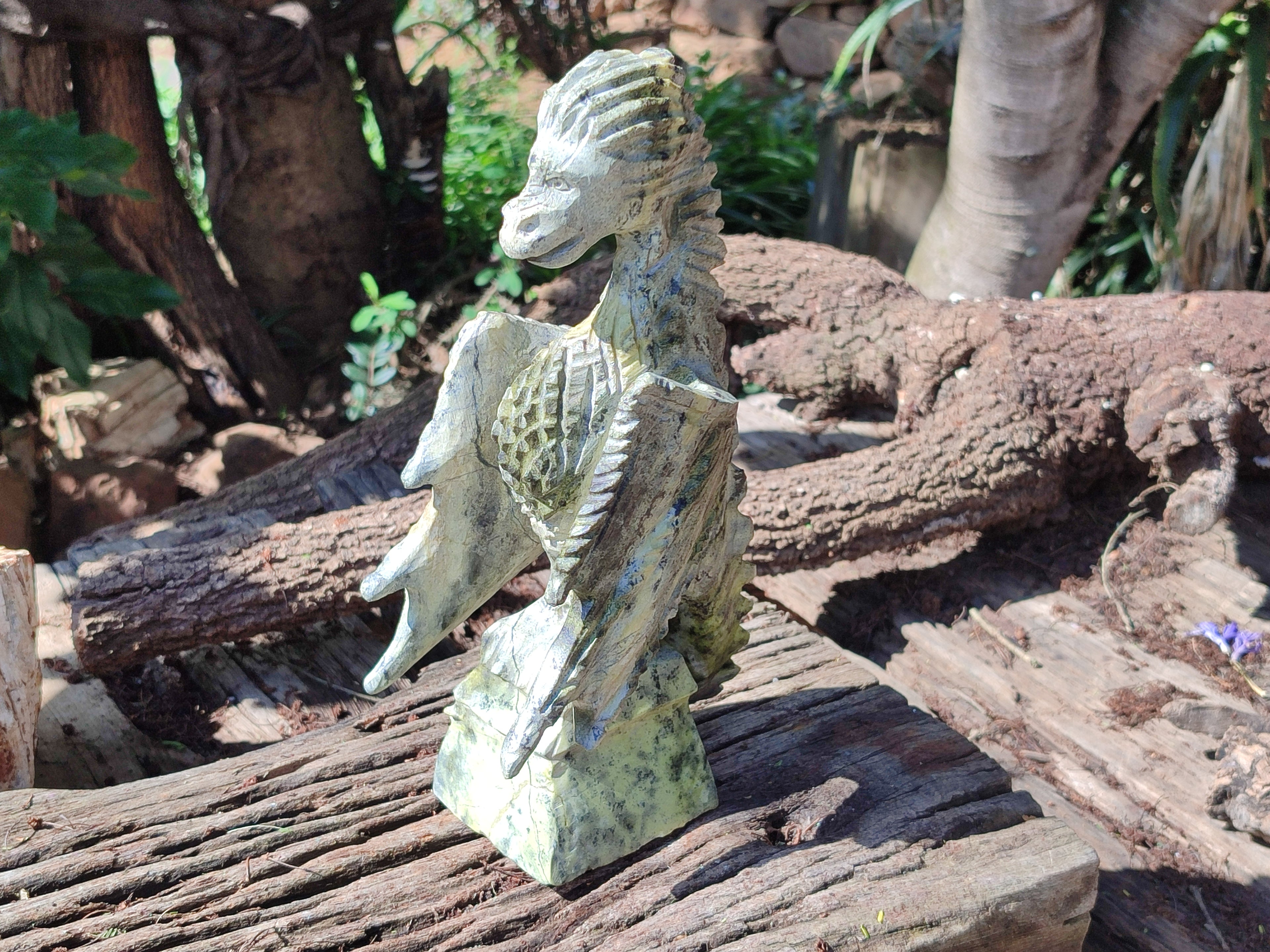 Polished Leopard Stone Dragon Carving x 1 From Zimbabwe - Toprock Gemstones and Minerals 