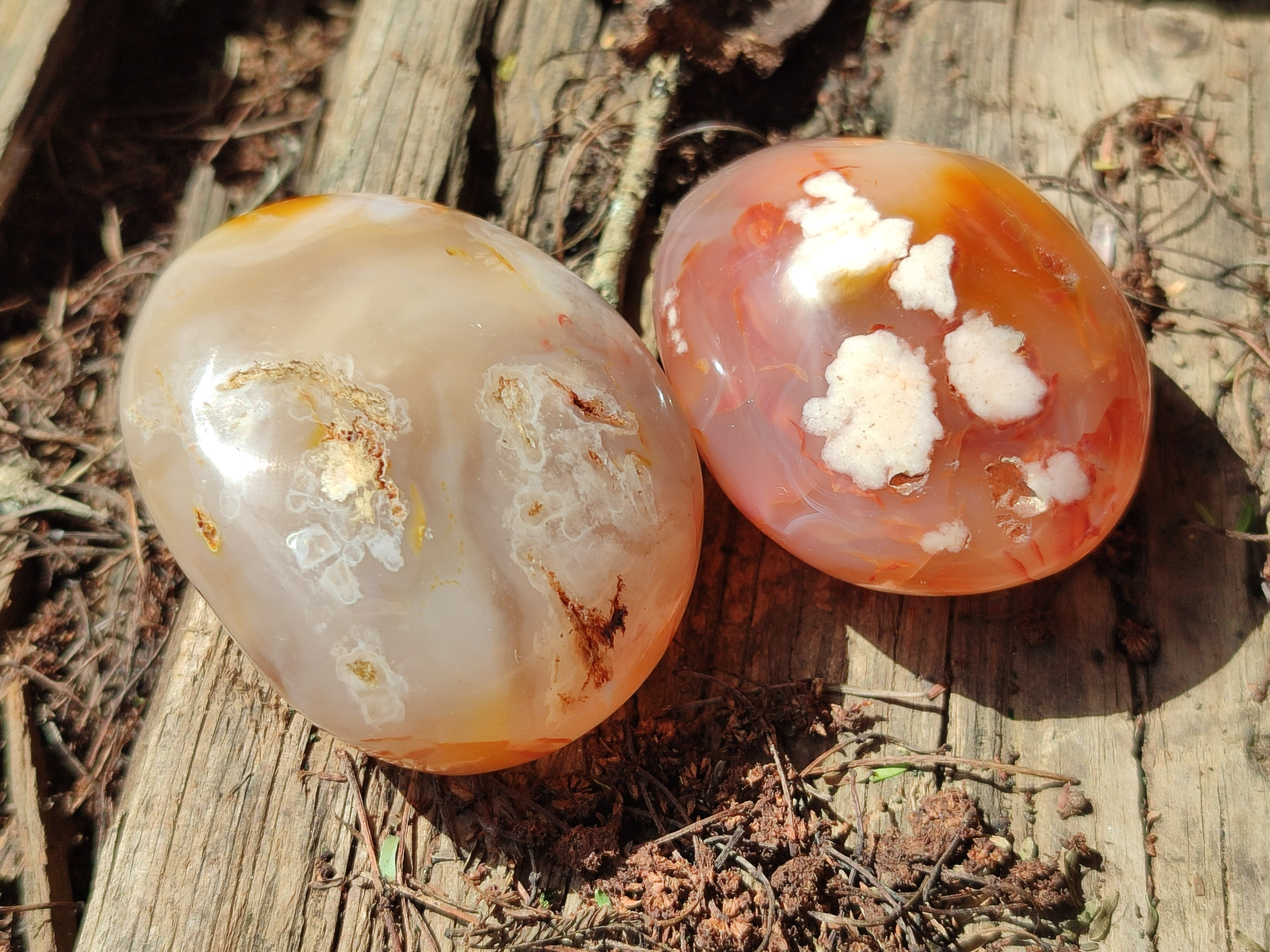 Polished Flower Agate Galet-Palm Stones x 24 From Antsahalova, Madagascar - Toprock Gemstones and Minerals 