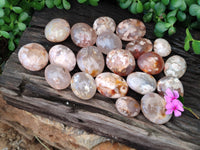 Polished Flower Agate Galet-Palm Stones x 24 From Antsahalova, Madagascar - Toprock Gemstones and Minerals 