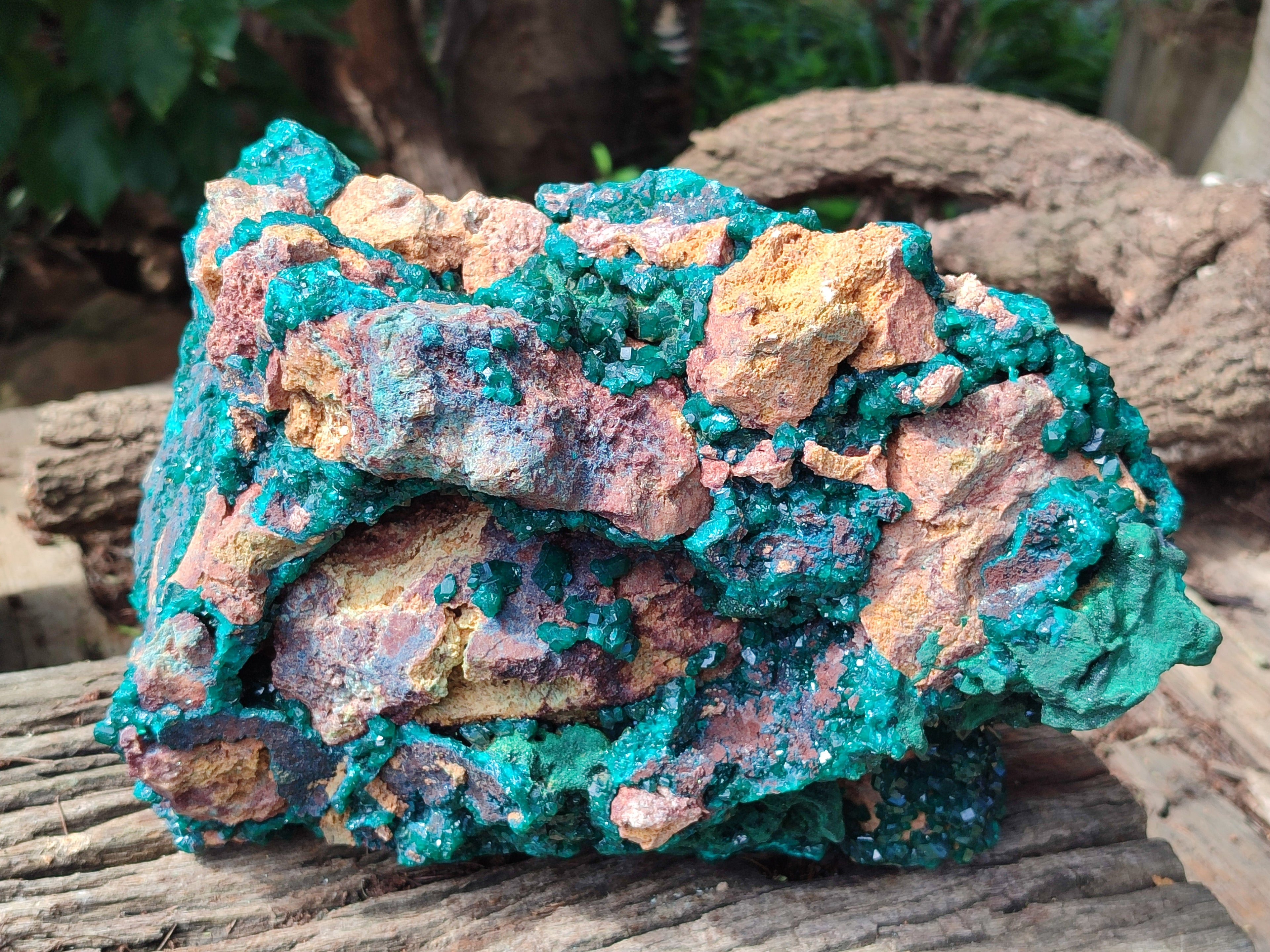 Natural Dioptase Specimen with Pseudomorph Malachite x 1 From Likasi, Congo - Toprock Gemstones and Minerals 