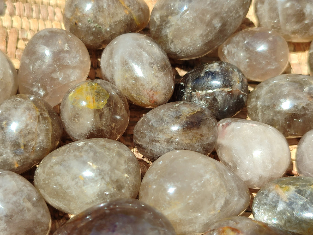 Polished Smokey Quartz Gemstone Eggs x 35 From Madagascar - Toprock Gemstones and Minerals 