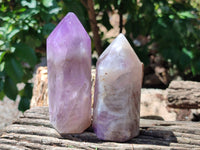 Polished Chevron Amethyst Point-Prism x 4 from Madagascar - Toprock Gemstones and Minerals 