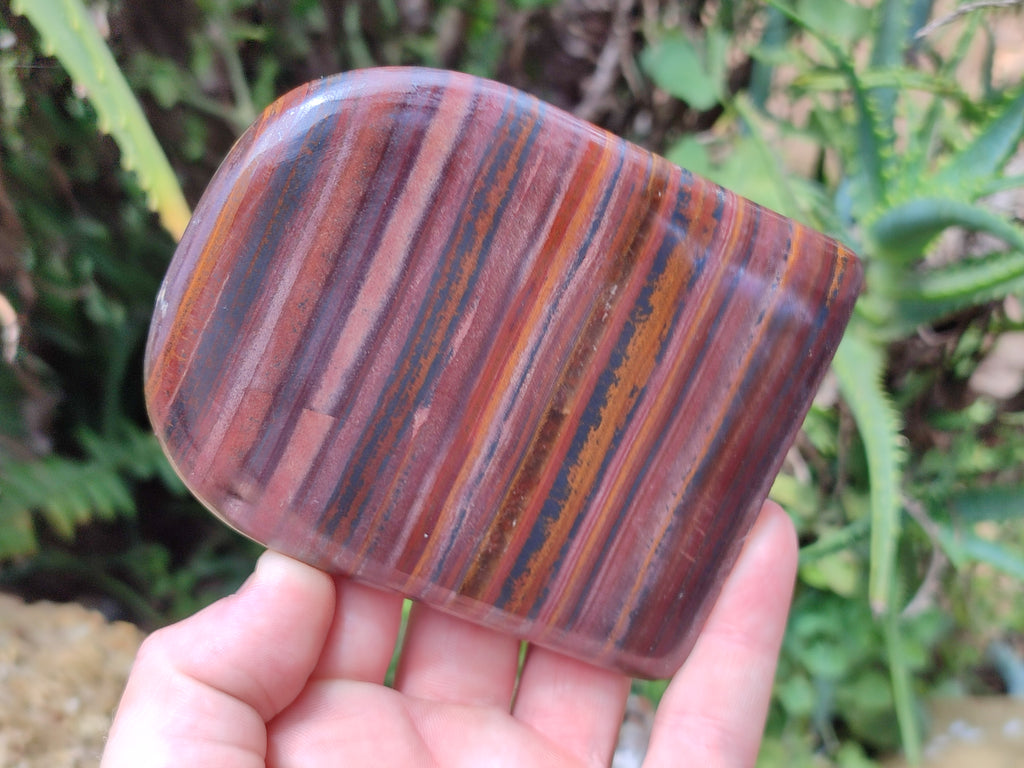 Polished Banded Tiger Iron / Muggle Stone Standing Free Forms x 3 From Northern Cape, South Africa - Toprock Gemstones and Minerals 