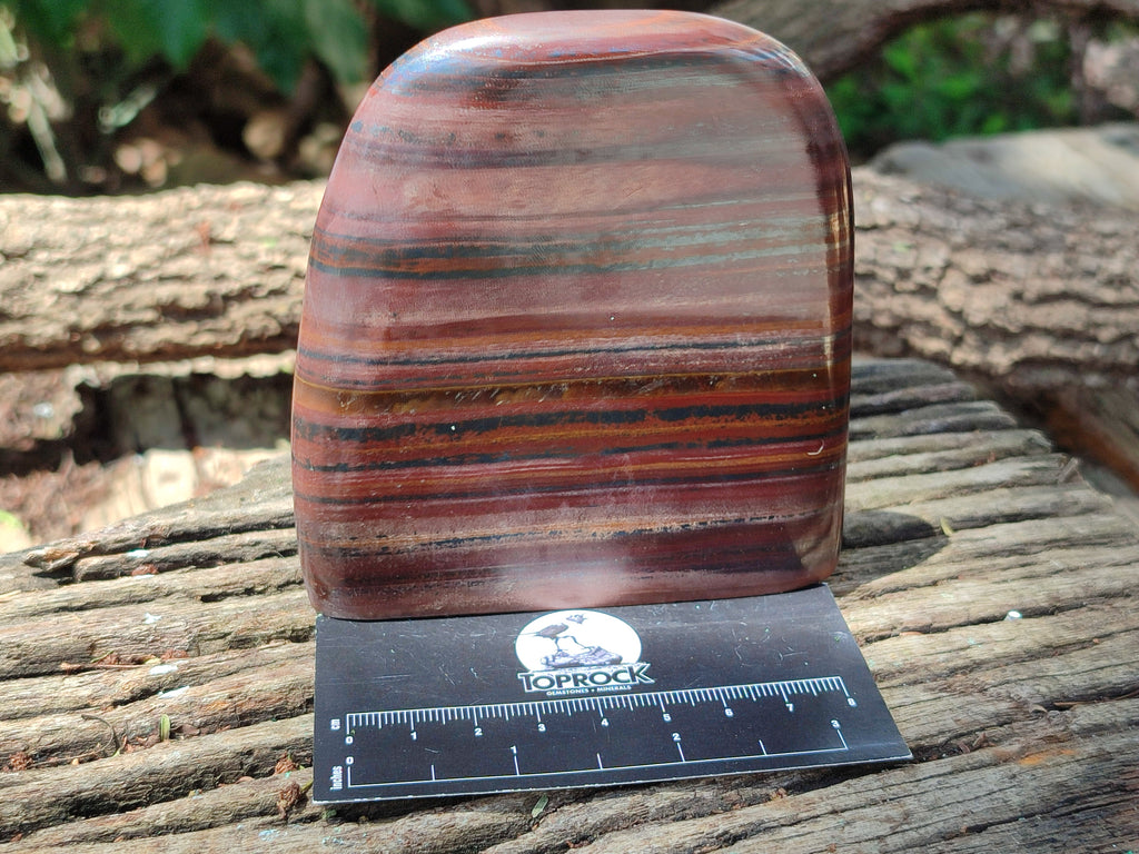 Polished Banded Tiger Iron / Muggle Stone Standing Free Forms x 3 From Northern Cape, South Africa - Toprock Gemstones and Minerals 