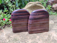 Polished Banded Tiger Iron / Muggle Stone Standing Free Forms x 3 From Northern Cape, South Africa - Toprock Gemstones and Minerals 