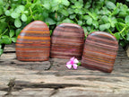 Polished Banded Tiger Iron / Muggle Stone Standing Free Forms x 3 From Northern Cape, South Africa - Toprock Gemstones and Minerals 