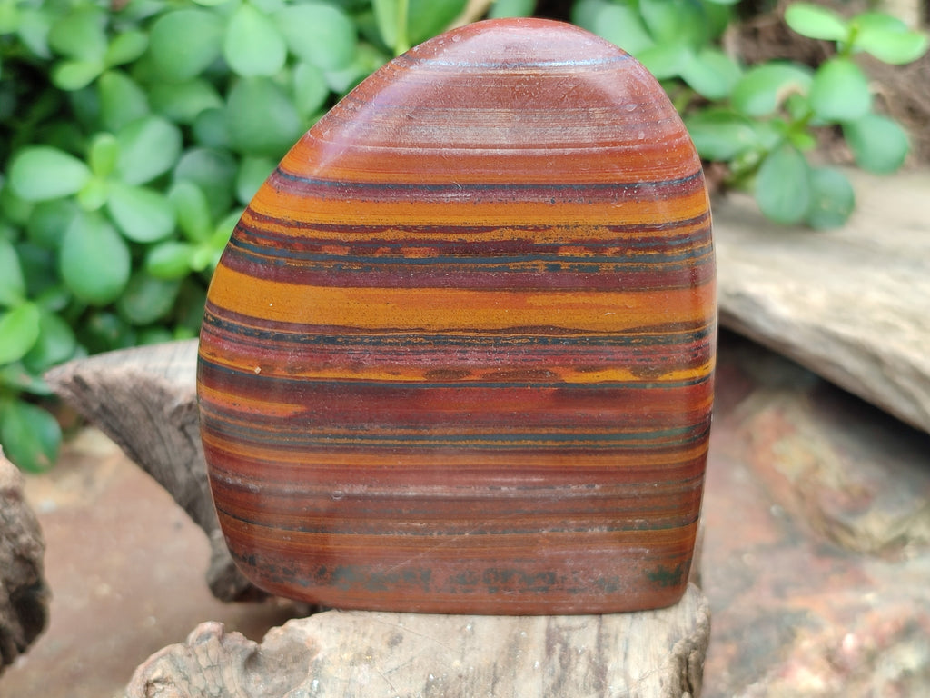Polished Banded Tiger Iron / Muggle Stone Standing Free Forms x 3 From Northern Cape, South Africa - Toprock Gemstones and Minerals 