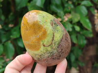 Polished Green Opal Standing Free Forms x 2 From Antsirabe, Madagascar - Toprock Gemstones and Minerals 