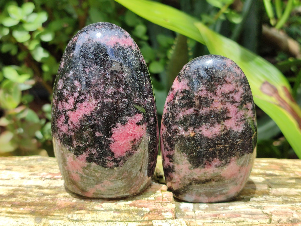 Polished Rhodonite Standing Free Forms x 6 From Ambindavato, Madagascar - Toprock Gemstones and Minerals 