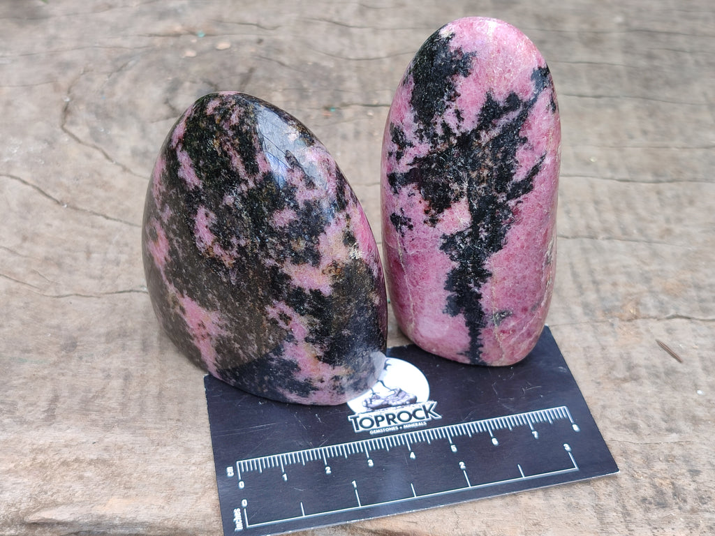 Polished Rhodonite Standing Free Forms x 6 From Ambindavato, Madagascar - Toprock Gemstones and Minerals 
