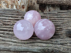 Polished Gemmy Rose Quartz Spheres x 3 From Madagascar - Toprock Gemstones and Minerals 