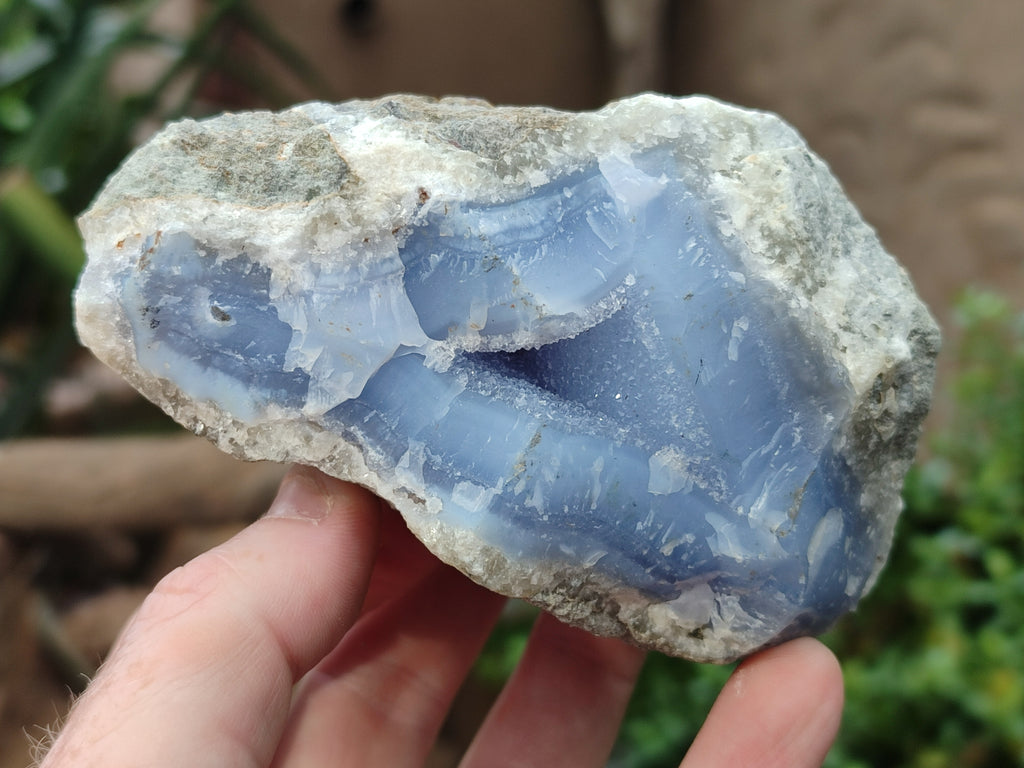 Natural Blue Lace Agate Geode Specimens x 6 From Malawi - Toprock Gemstones and Minerals 