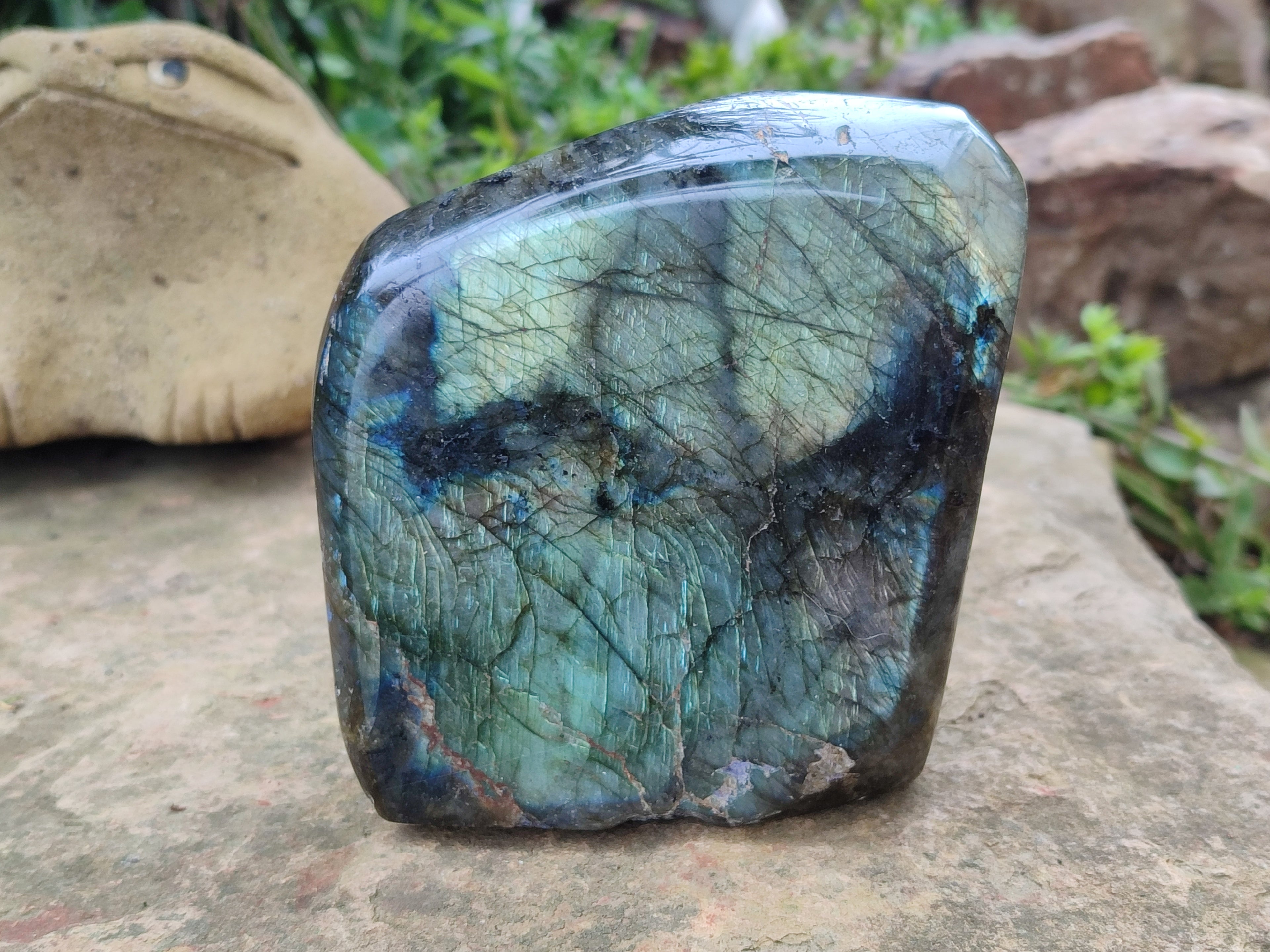Polished Labradorite Standing Free Forms x 2 From Tulear, Madagascar - Toprock Gemstones and Minerals 