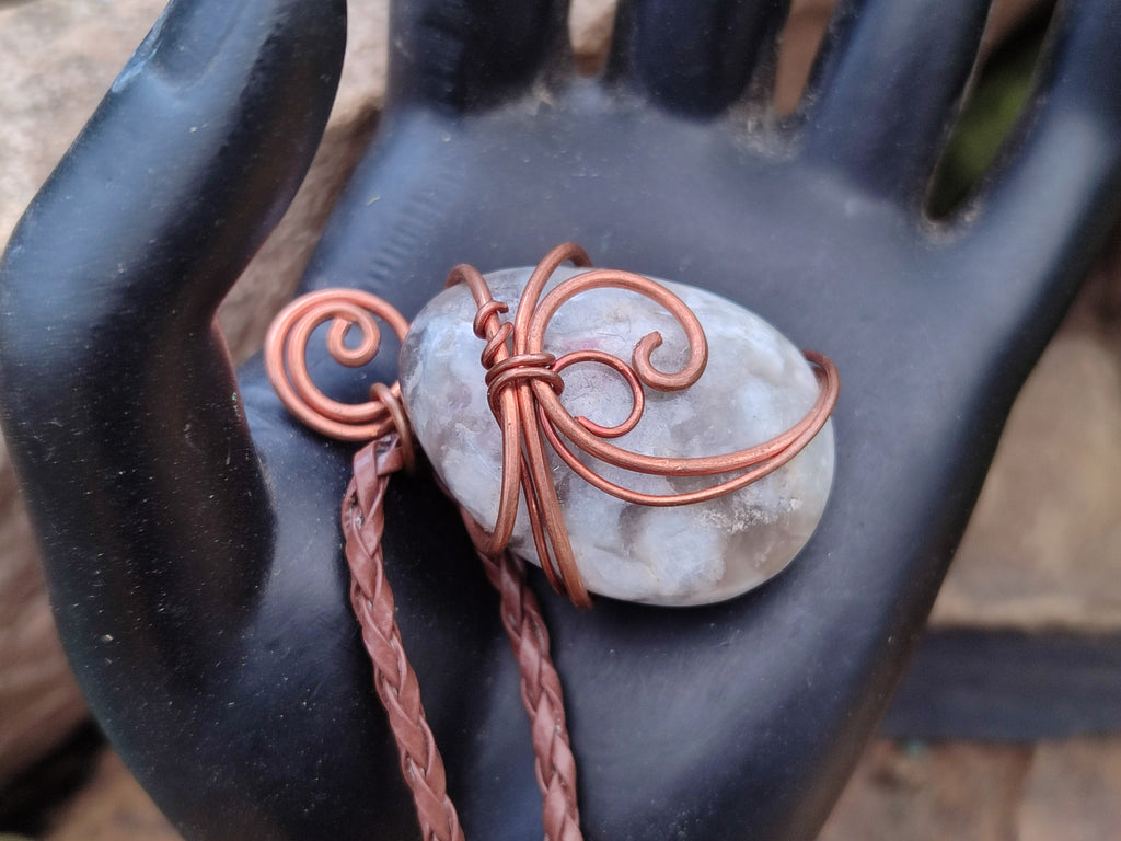 Polished Mixed Copper Wire Wrapped Pendants x 6 From Southern Africa - Toprock Gemstones and Minerals 
