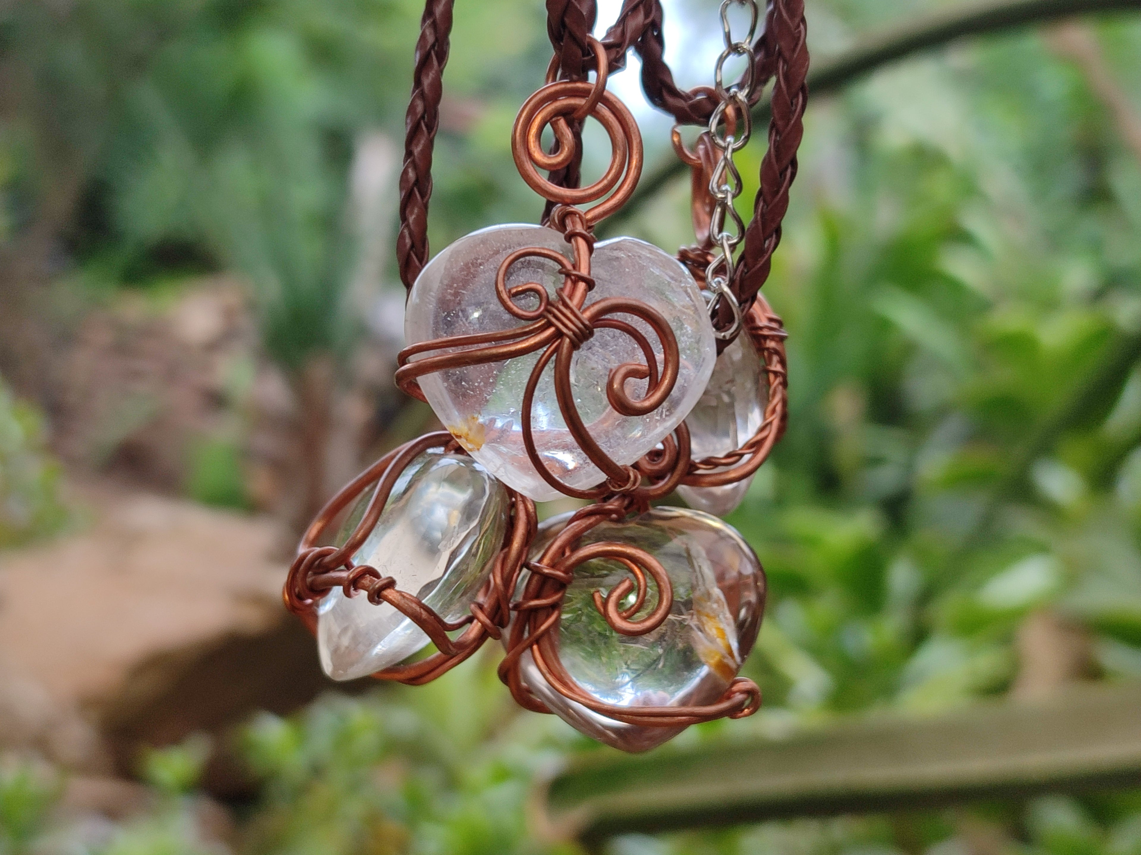 Polished Mixed Copper Wire Wrapped Pendants x 6 From Southern Africa - Toprock Gemstones and Minerals 