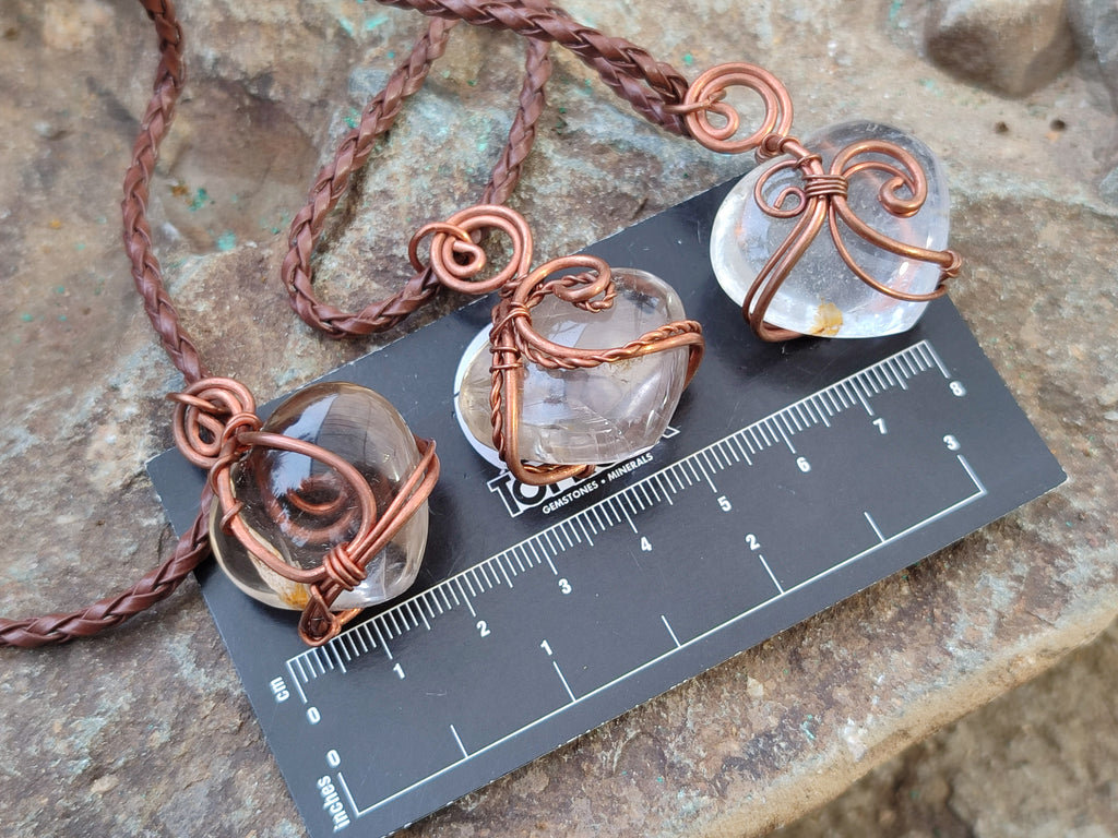 Polished Mixed Copper Wire Wrapped Pendants x 6 From Southern Africa - Toprock Gemstones and Minerals 