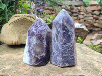 Polished Lepidolite with Pink Rubellite Points x 2 From Ambatondrazaka, Madagascar - Toprock Gemstones and Minerals 
