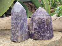 Polished Lepidolite with Pink Rubellite Points x 2 From Ambatondrazaka, Madagascar - Toprock Gemstones and Minerals 