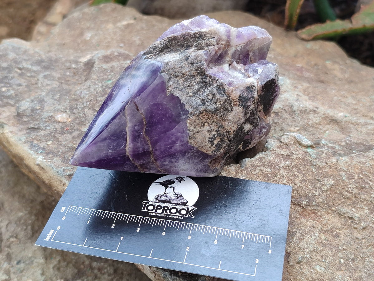 Polished Chevron Amethyst Witches Hat Crystals x 3 From Zambia - Toprock Gemstones and Minerals 