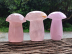 Polished Rose Quartz Mushrooms x 3 From Madagascar - Toprock Gemstones and Minerals 