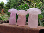 Polished Rose Quartz Mushrooms x 3 From Madagascar - Toprock Gemstones and Minerals 